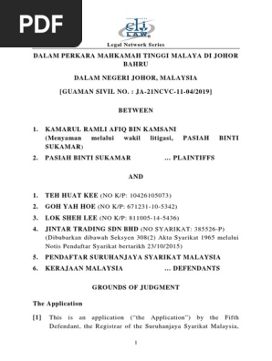 KAMARUL RAMLI AFIQ KAMSANI u0026 ANOR v. TEH HUAT KEE u0026 ORS  PDF 