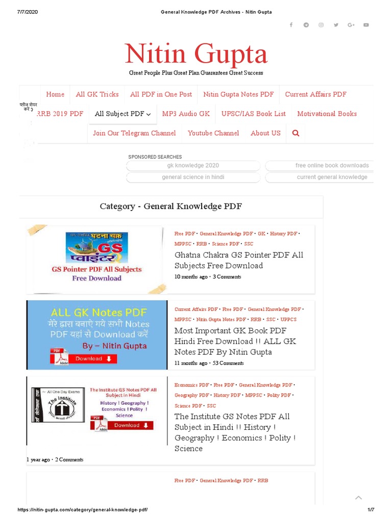 General Knowledge PDF Archives - Nitin Gupta | PDF