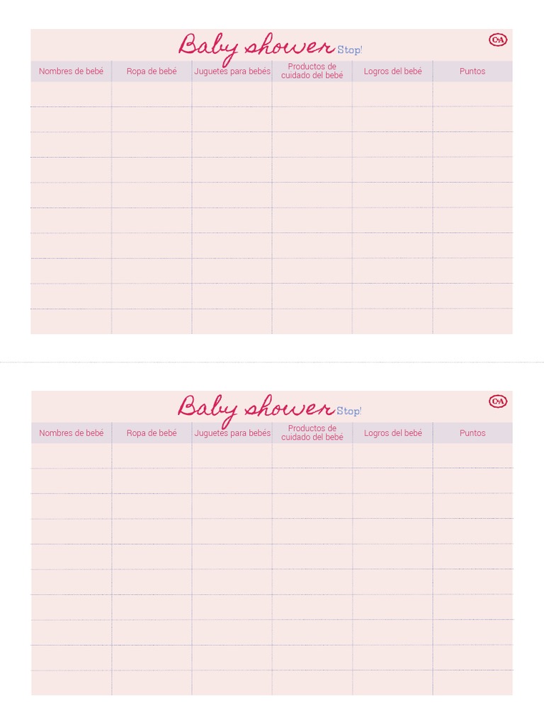 Juegos Baby Shower Stop Pdf