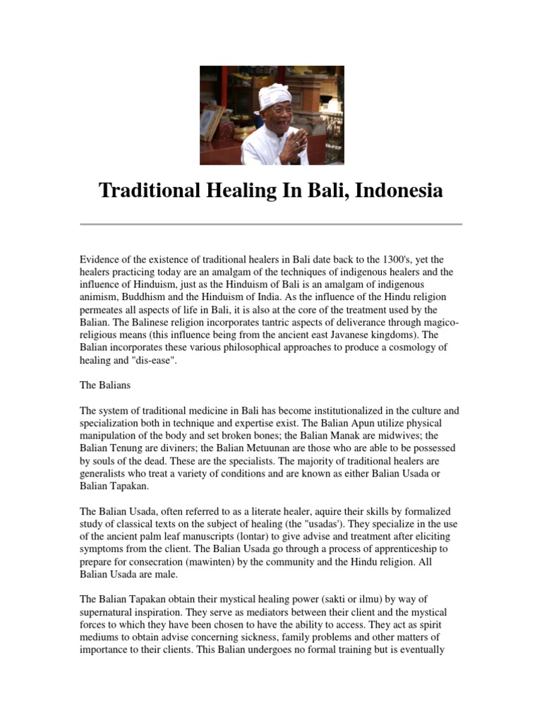 Balinese Traditional Healing Practices | PDF | Trance | Traditional ...