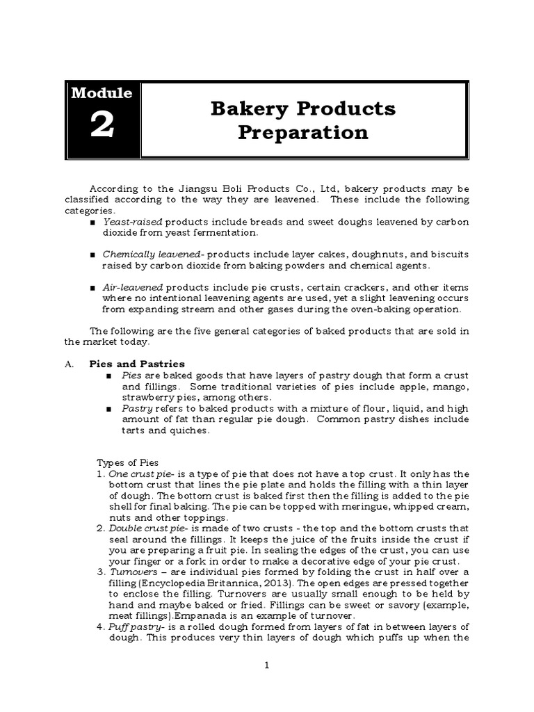 Module 2 Bread and Pastry PDF Breads Dough