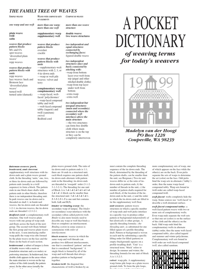 A Pocket Dictionary of Weaving Terms PDF