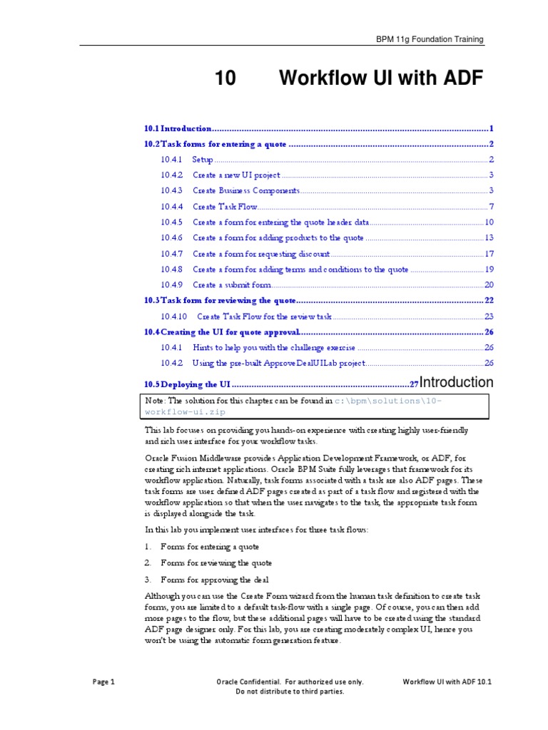 ADF Workflow UI for Sales Quotes | PDF | Databases | Business Process ...