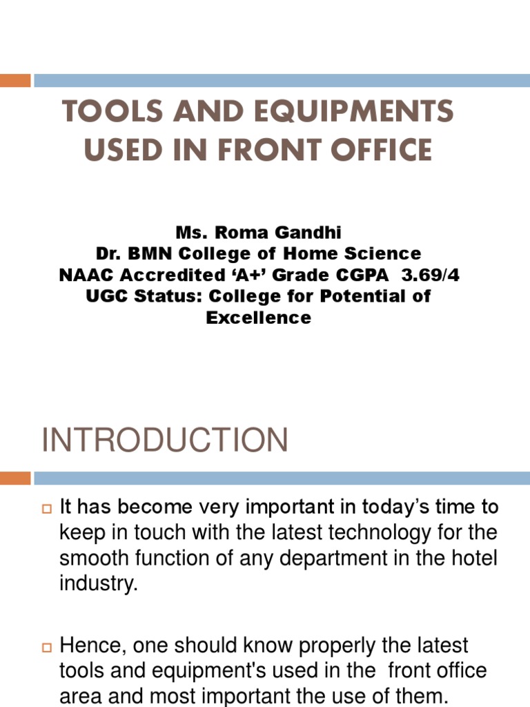 Front Office Tools and Equipment Guide | PDF | Business | Computers