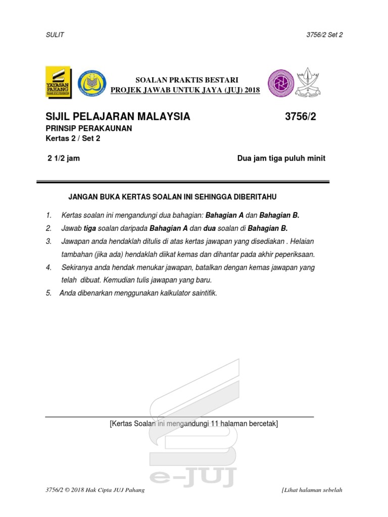 Skema Jawapan Juj Pahang 2018 Perniagaan