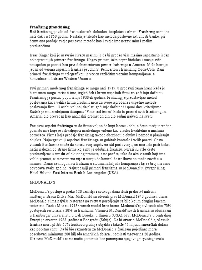 Franšizing | PDF
