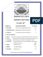 Jkbose-Syllabus SESSION (2019-2020) CLASS: 10: Mathematics Textbook For Class X For Class X