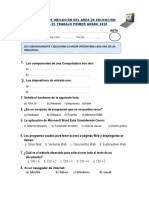 Examen de Ubicación del Área de Educación para el Trabajo Primer Grado 2020