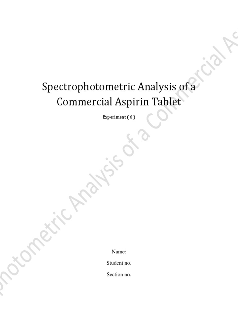 6 Spectrophotometric Analysis of A Commercial Aspirin Tablet PDF