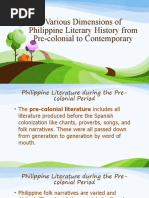 Various Dimensions of Philippine Literary History From Pre-Colonial To Contemporary