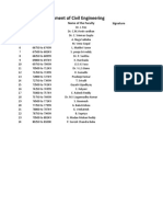 Department of Civil Engineering: S.No Serial Number Name of The Faculty Signature