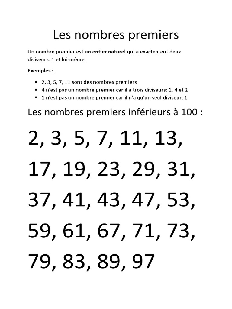 1 Est Il Un Nombre Premier Les Nombres Premiers | PDF