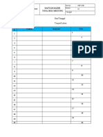 Daftar Hadir Tool Box Meeting