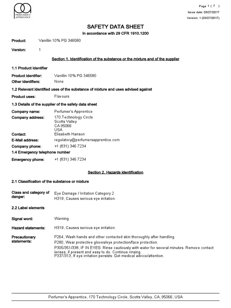 Vanillin 10 PDF Toxicity Safety