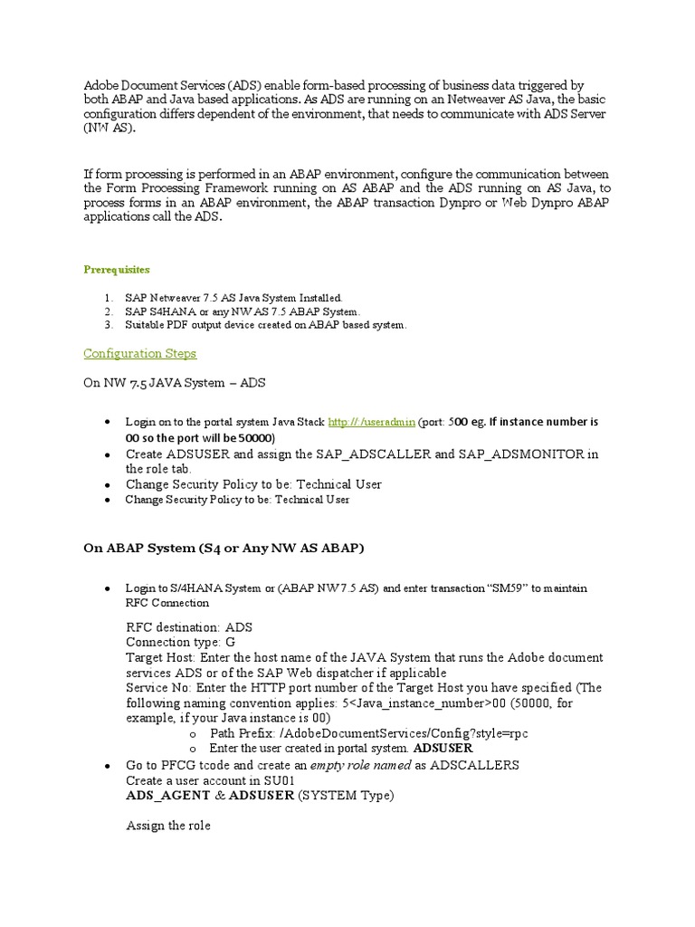 Prerequisites: Configuration Steps | PDF