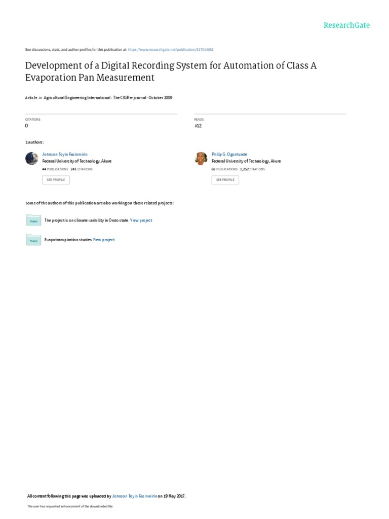 Development of A Digital Recording System For Automation of Class A ...