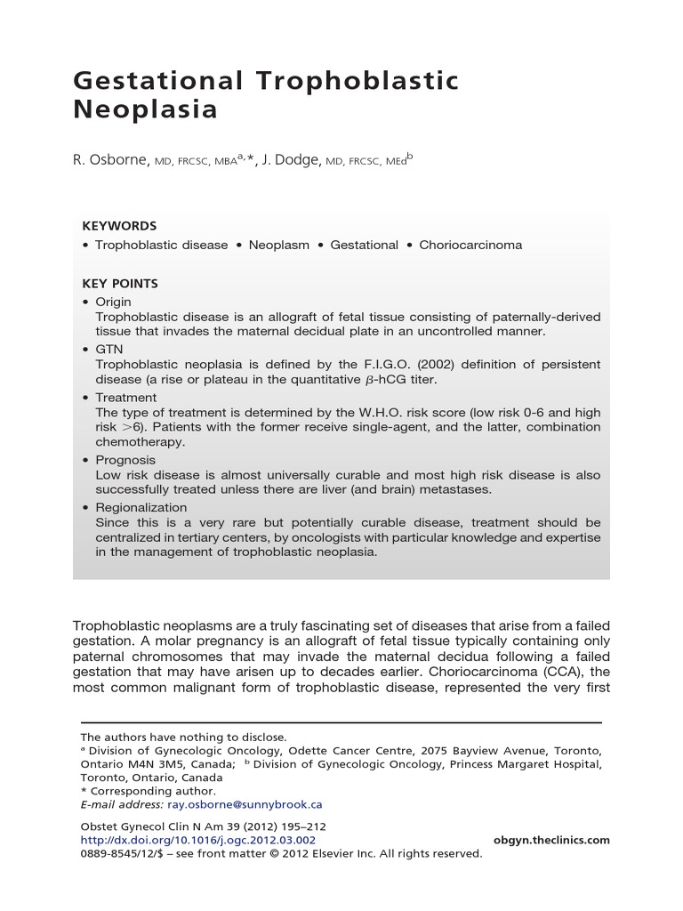 Gestational Trophoblastic Neoplasia | PDF | Human Chorionic ...