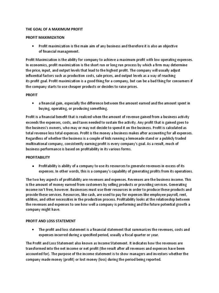 Profit Maximization in Business Operations | PDF | Profit (Economics ...