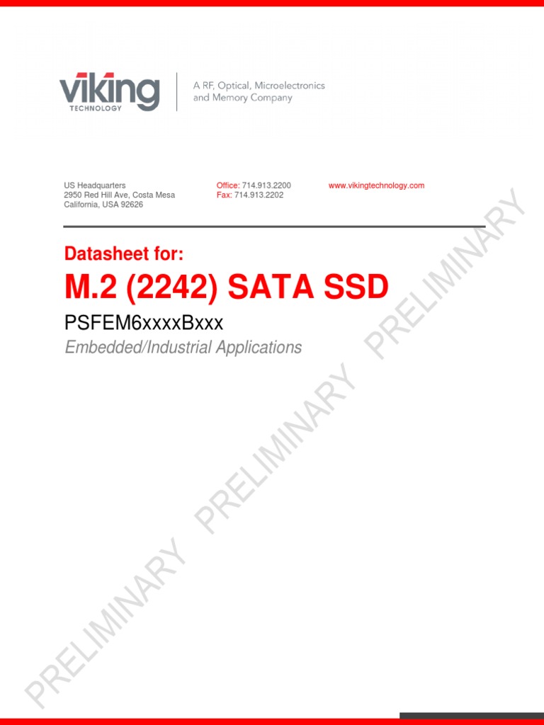 M.2 (2242) Sata SSD: Psfem6Xxxxbxxx | PDF | Solid State Drive | Flash ...