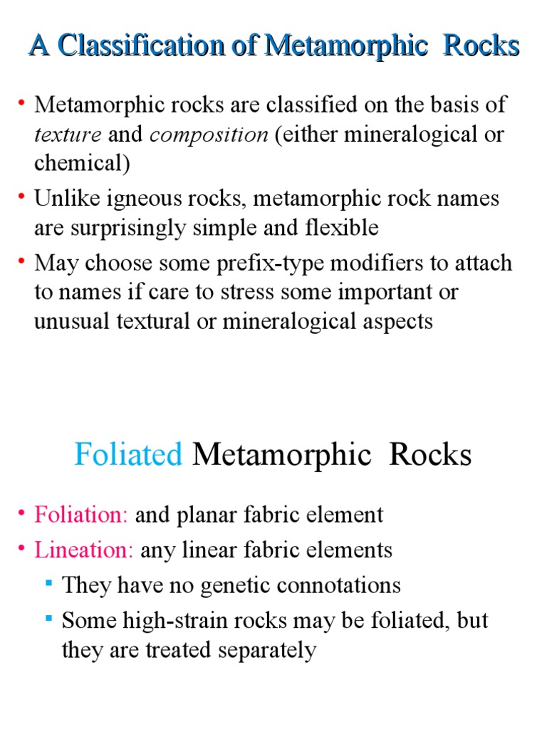 Metamorphic Classification | PDF | Rock (Geology) | Minerals