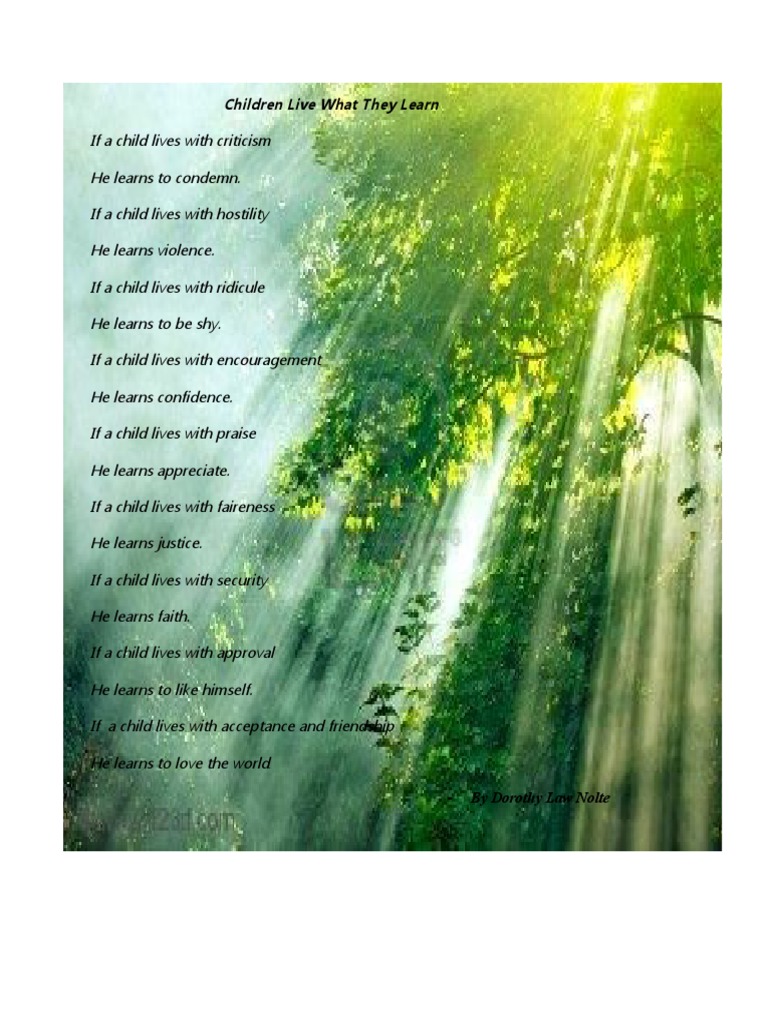 Children live what they learn pdf