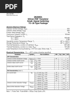 2N2905A Silicon PNP Transistor Small Signal Switching TO 39 Type Package