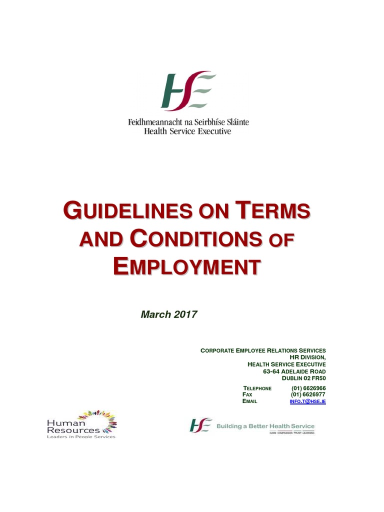 Guidelines On Hse Terms And Conditions Of Employment PDF Parental Leave Sick Leave atelier