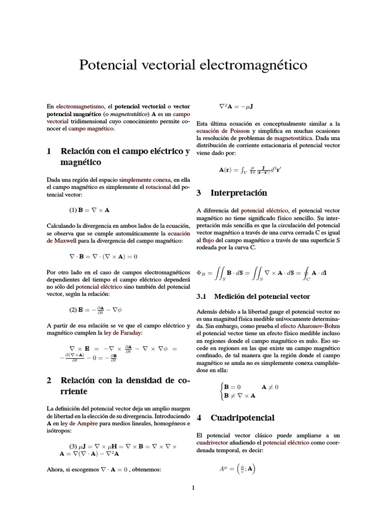 Potencial Vectorial PDF PDF Campo magnético