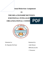 Organizational Behaviour Assignment On The Relationship Between Emotional Intelligence & Organizational Commitment