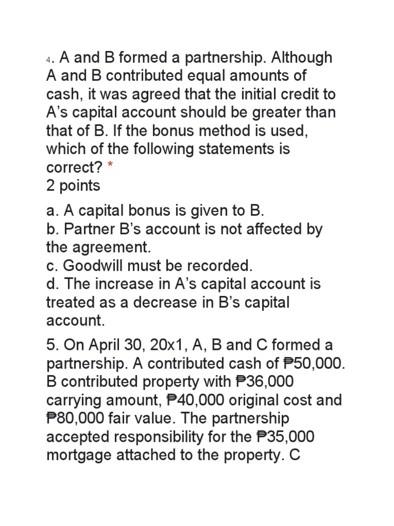 Partnership Capital Account Scenarios | PDF