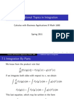 Additional Topics in Integration: Calculus With Business Applications II Math 1690