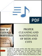 PROPER CLEANING AND MAINTENANCE OF BEDS AND COTS