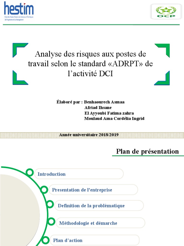 Analyse des risques selon ADRPT OCP | PDF | Prophylaxie | Gestion des ...