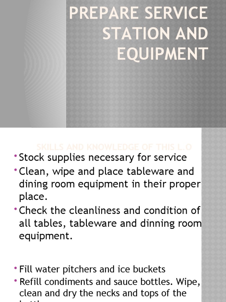 Preparing Service Station Equipment | PDF | Spoon | Teaspoon