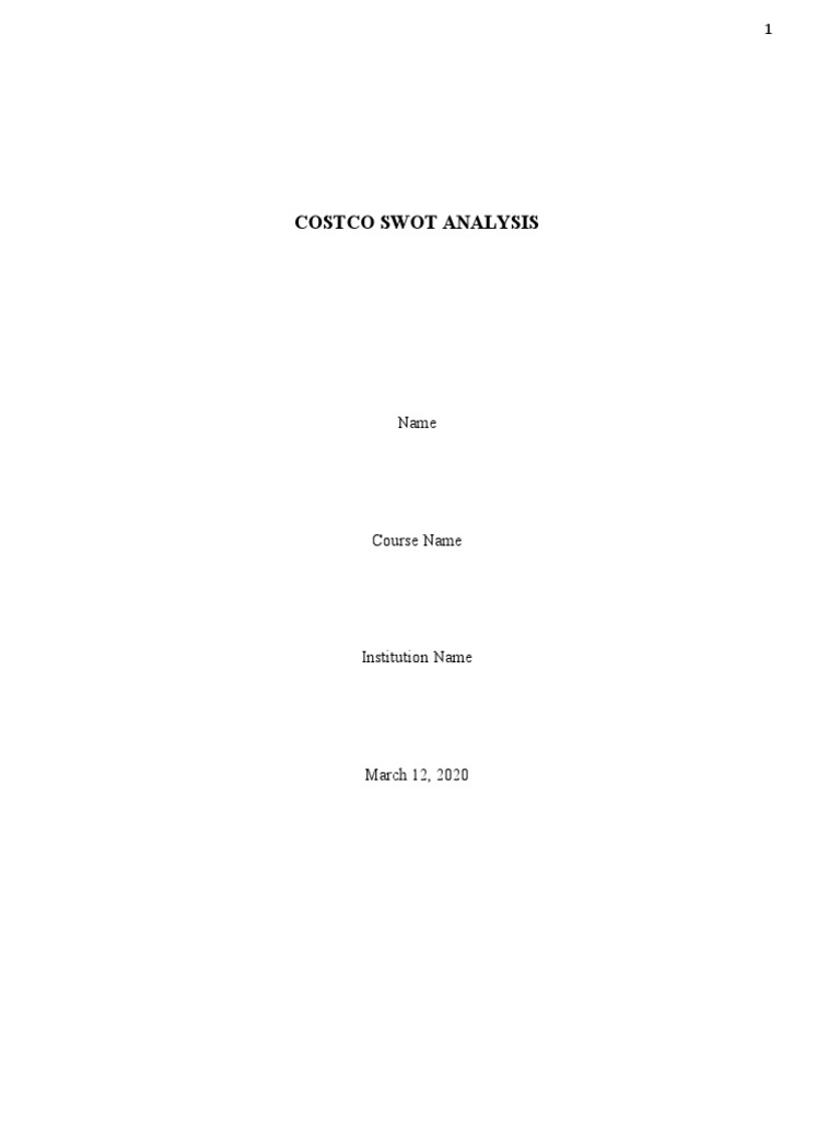 SWOT Analysis About Costco PDF Costco Retail