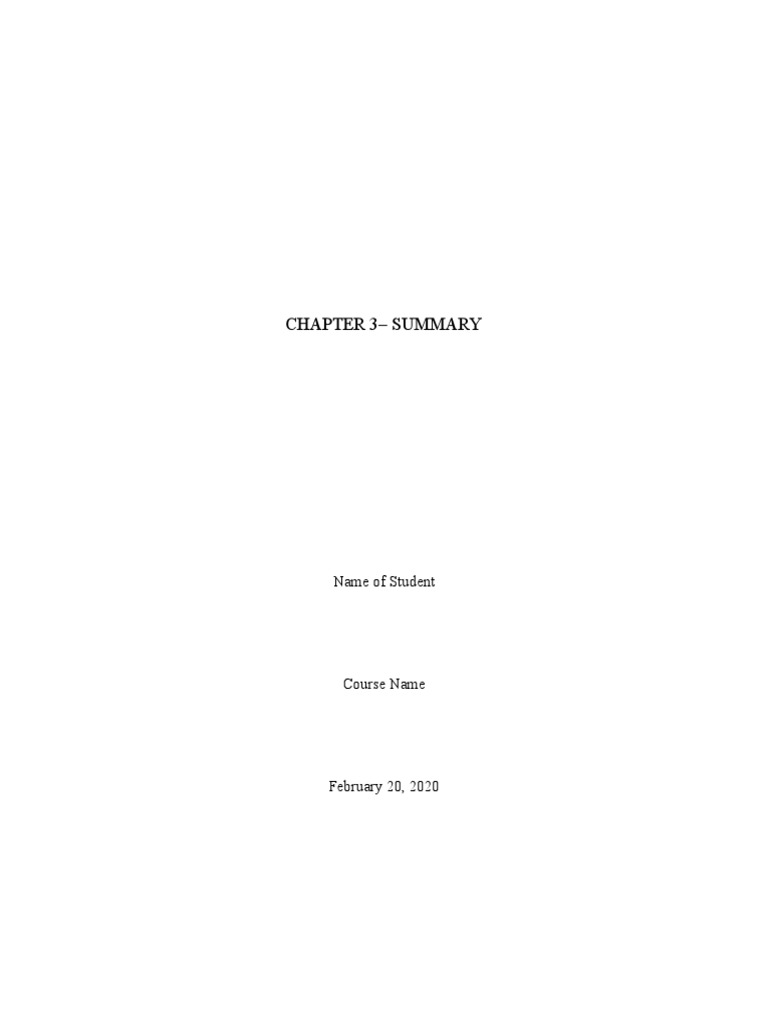 Chapter 3 - Summary: Name of Student | PDF | Business | Finance & Money ...