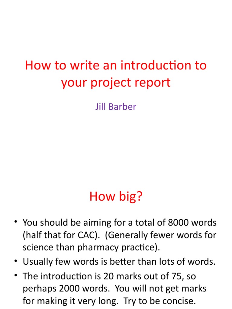 Writing Your Project Introduction | PDF | Pharmacology | Medicine