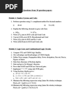 Questions From 10 Question Papers: Module 1: Number Systems and Codes