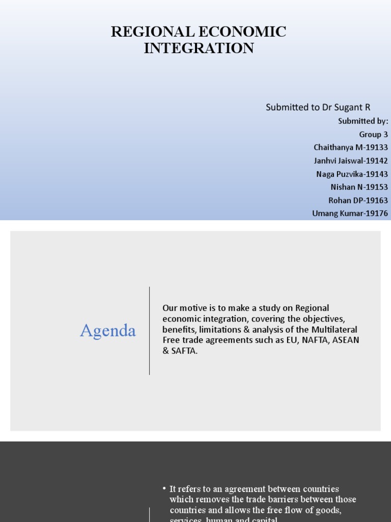 Regional Economic Integration Analysis | PDF | World Economy | Trade