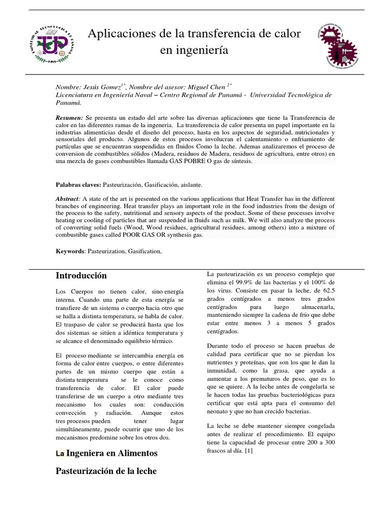 Aplicaciones de Transferencia de Calor en Ingeniería | PDF | Calor ...