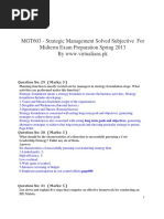 MGT603 - Strategic Management Solved Subjective For Midterm Exam Preparation Spring 2013