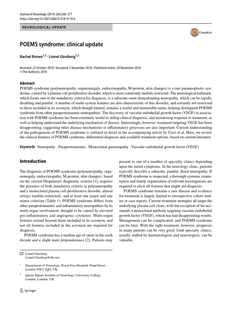 POEMS PDF Multiple Myeloma Peripheral Neuropathy