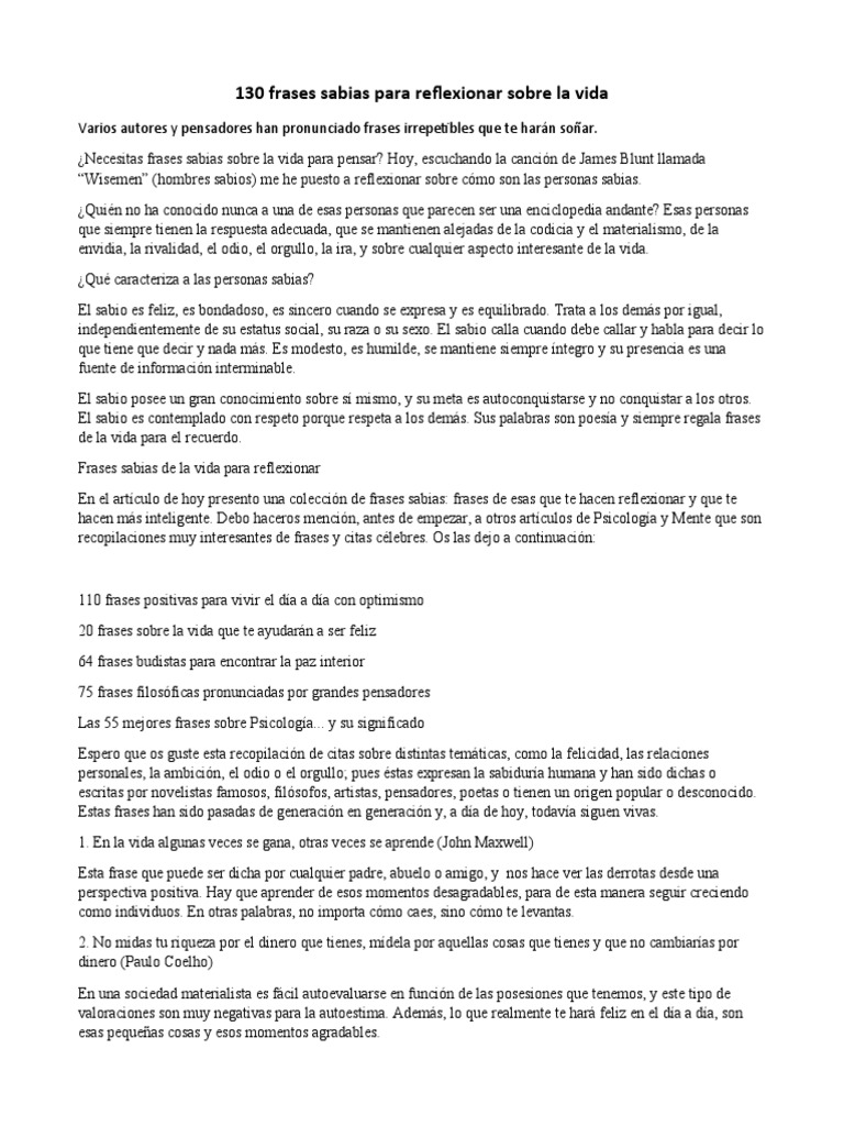 130 Frases Sabias Para Reflexionar Sobre La Vida Pdf Aristoteles Amor