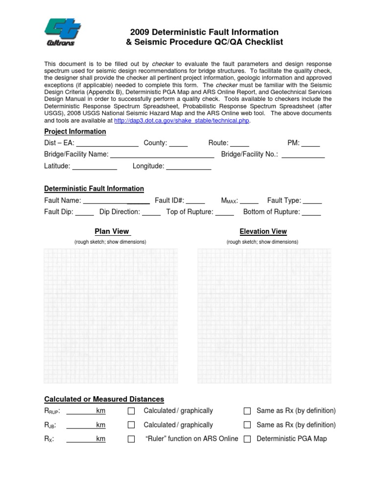Seismic Qc Qa Checklist 81209 Download Free Pdf Fault Geology