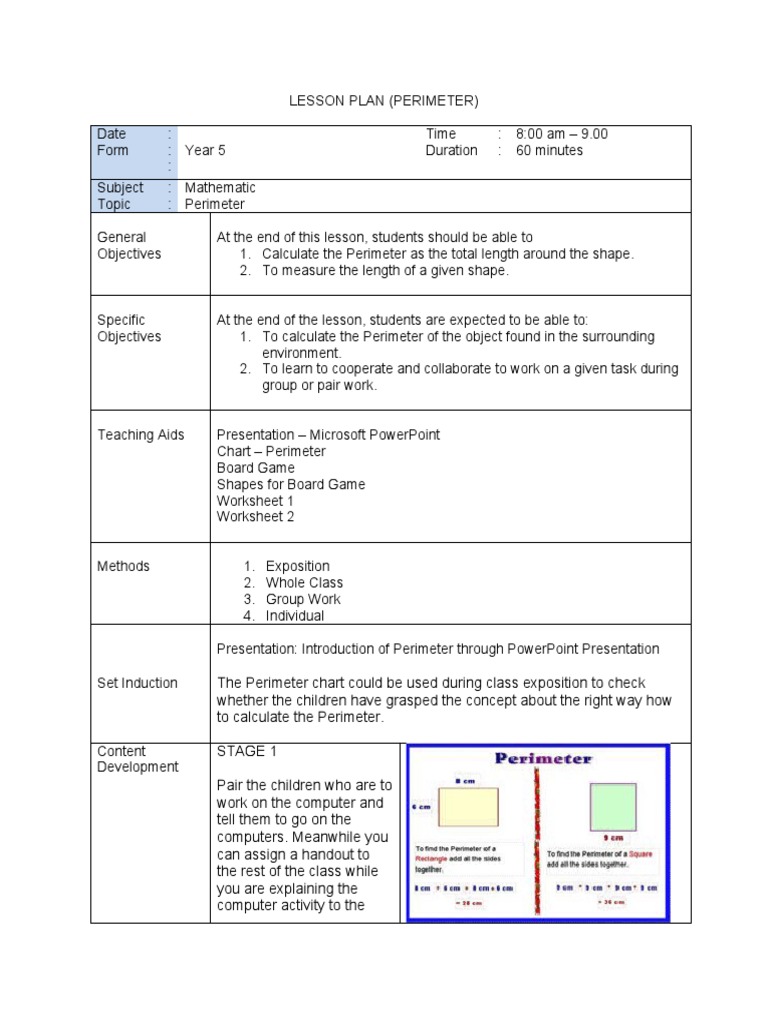 Lesson Planning Perimeter