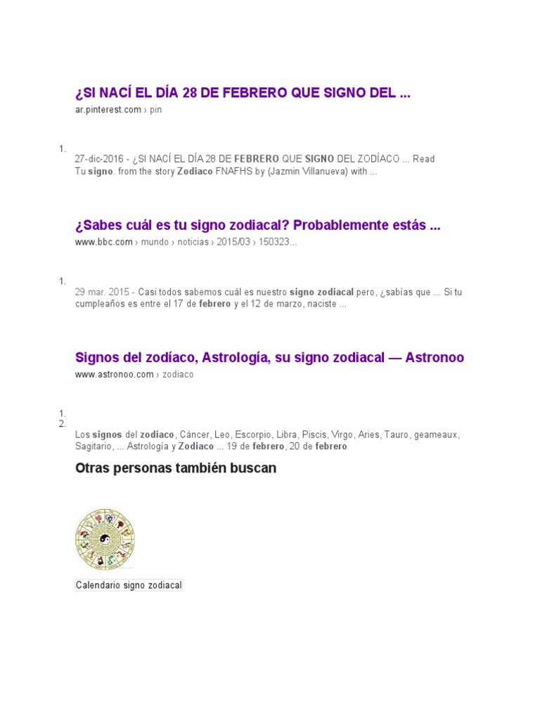 Que Signo Del Zodiaco Es Febrero Cap 5 | PDF