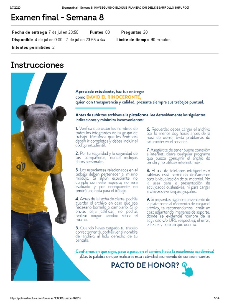 Examen Final - BLOQUE-PLANEACION DEL DESARROLLO - A PDF | PDF | Prueba ...