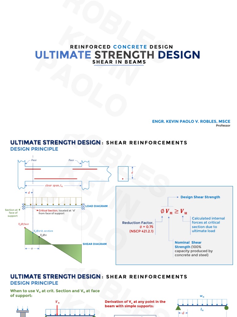 Shear Strength in Concrete Design | PDF | Beam (Structure) | Strength ...