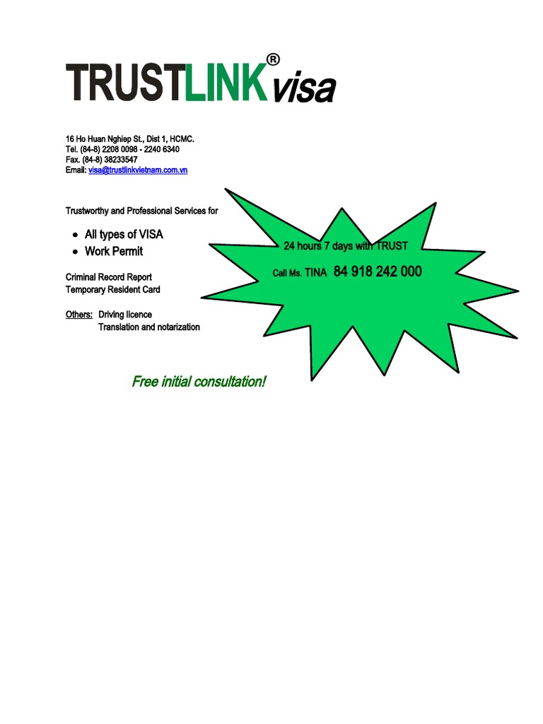 Trustlink Visa Services in HCMC | PDF