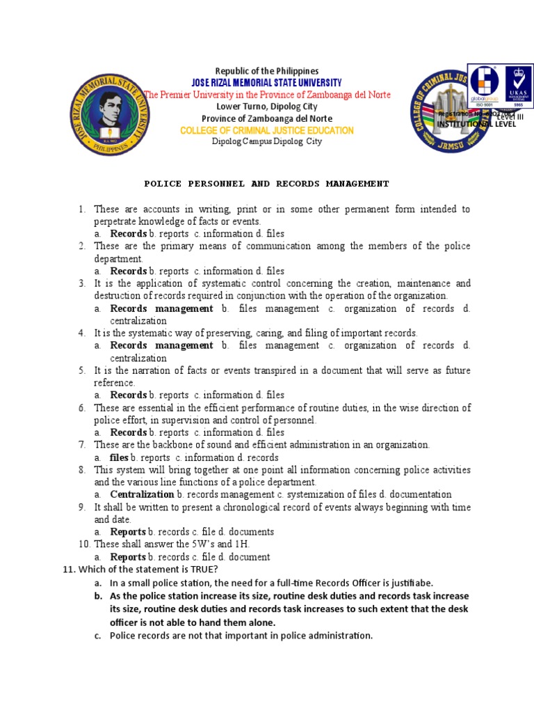 Police Personnel Management Exam Guide | PDF | Leadership | Police